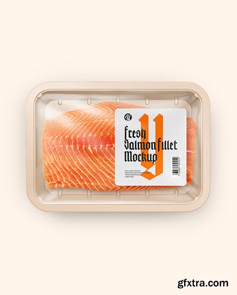 Plastic Tray With Salmon Fillet Mockup 88766