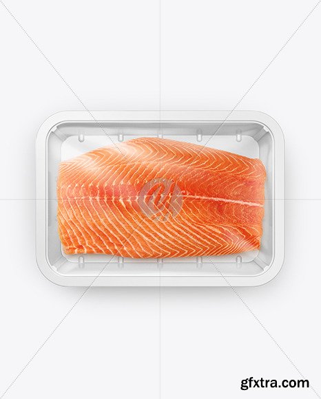 Plastic Tray With Salmon Fillet Mockup 88766