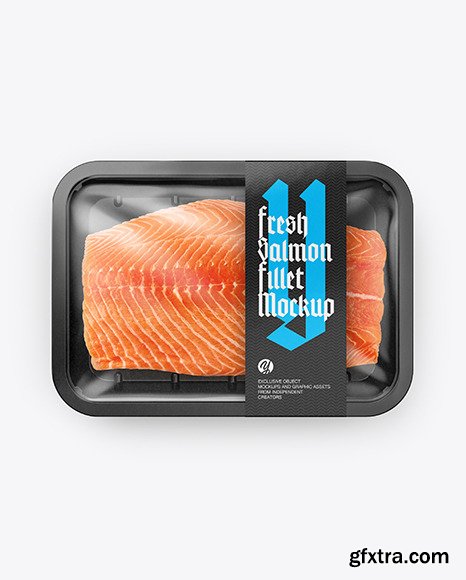 Plastic Tray With Salmon Fillet Mockup 88766