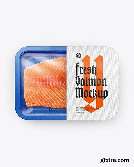 Plastic Tray With Salmon Fillet Mockup 88766