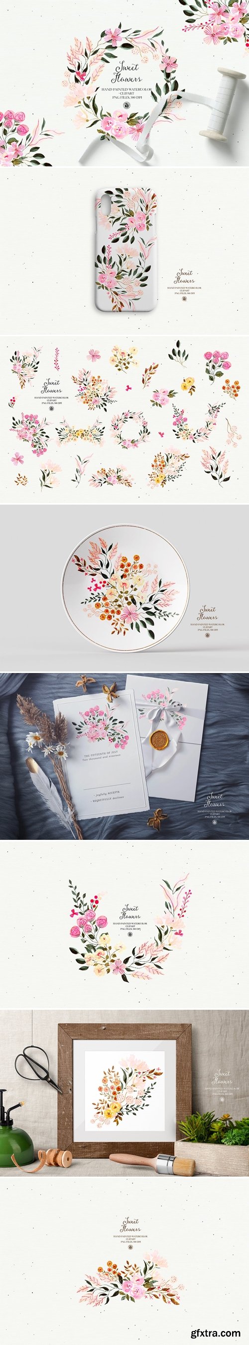 Sweet Flowers - Watercolor Clipart Set