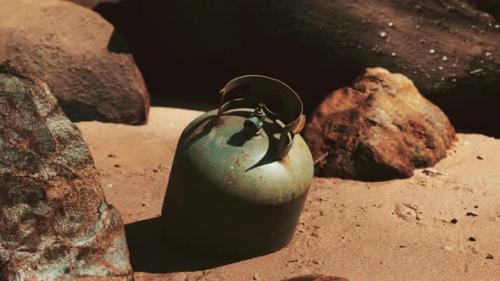 Videohive - Old Cooking Gas Cylinder on Sand Beach - 35250726 - 35250726