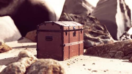 Videohive - Treasure Chest in Sand Dunes on a Beach - 35250932 - 35250932