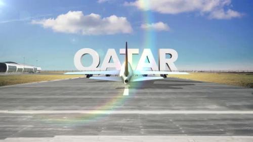 Videohive - Commercial Airplane Landing Country Qatar - 35251086 - 35251086