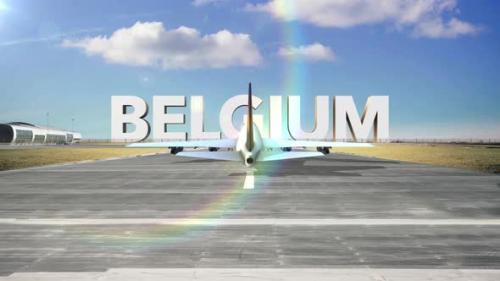 Videohive - Commercial Airplane Landing Country Belgium - 35251089 - 35251089