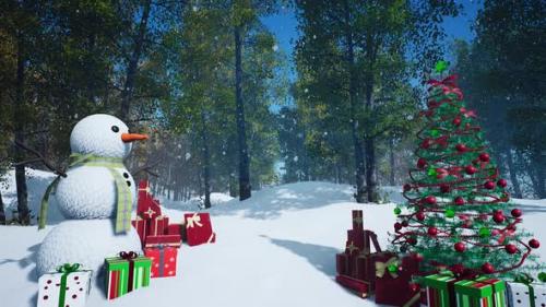 Videohive - snowman with gifts looped HD - 35251495 - 35251495