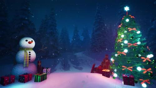 Videohive - Christmas snowman with gifts 4K - 35251512 - 35251512