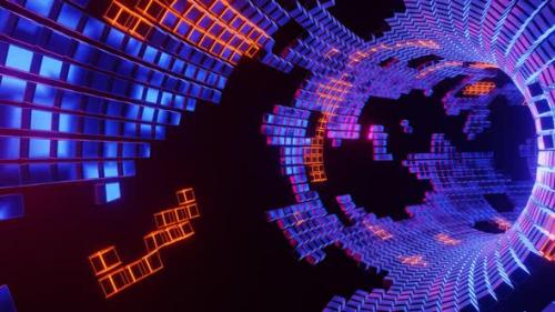 Videohive - VJ Loop is a Fascinating Space Tunnel Made of Cubes 02 - 35252352 - 35252352