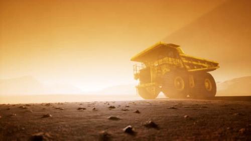 Videohive - Big Yellow Mining Truck in the Dust at Career - 35259486 - 35259486