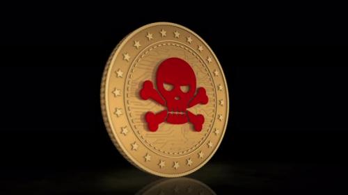 Videohive - Piracy skull cybercrime and hacking golden coin 3d - 35260405 - 35260405