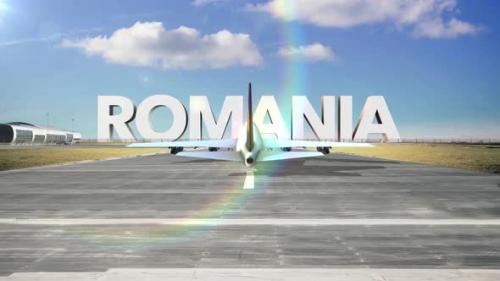 Videohive - Commercial Airplane Landing Country Romania - 35261195 - 35261195