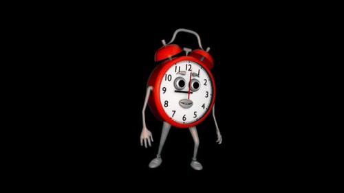 Videohive - Cartoon Alarm Clock Looks Around Loop On Alpha Channel - 35261483 - 35261483