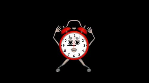 Videohive - Cartoon Alarm Clock Jumping Loop On Alpha Channel - 35261484 - 35261484