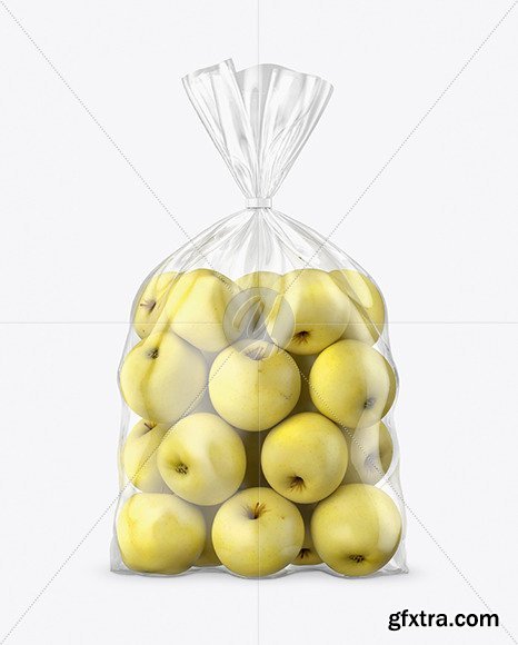 Plastic Bag with Yellow Apples Mockup 66991
