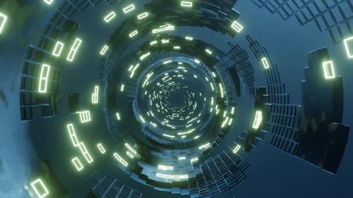 Videohive - Abstract Endless Sci Fi Tunnel Visual With Neon Multicolor Grid of Squares Seamlessly Looped - 35302481 - 35302481
