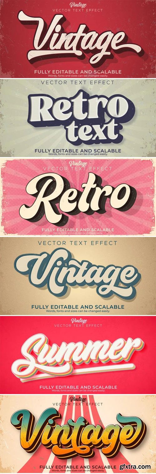 13 Retro & Vintage Editable Vector Text Effects Templates