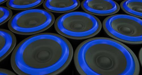 Videohive - bass subwoofer hi-fi stereo speakers dance beat music Red blue loop background 4k blue - 35244671 - 35244671