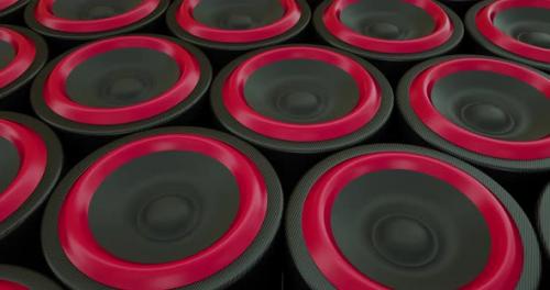 Videohive - bass subwoofer hi-fi stereo speakers dance beat music Red blue loop background 4k red - 35244673 - 35244673