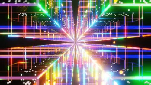 Videohive - Abstract Multicolor Neon Square Moving Through VJ Loop Concert Background - 35249369 - 35249369