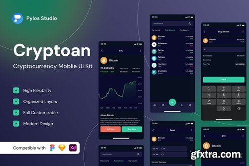 Cryptoan - Cryptocurrency Mobile App UI Kits