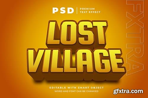Lost village cartoon modern editable text effect psd