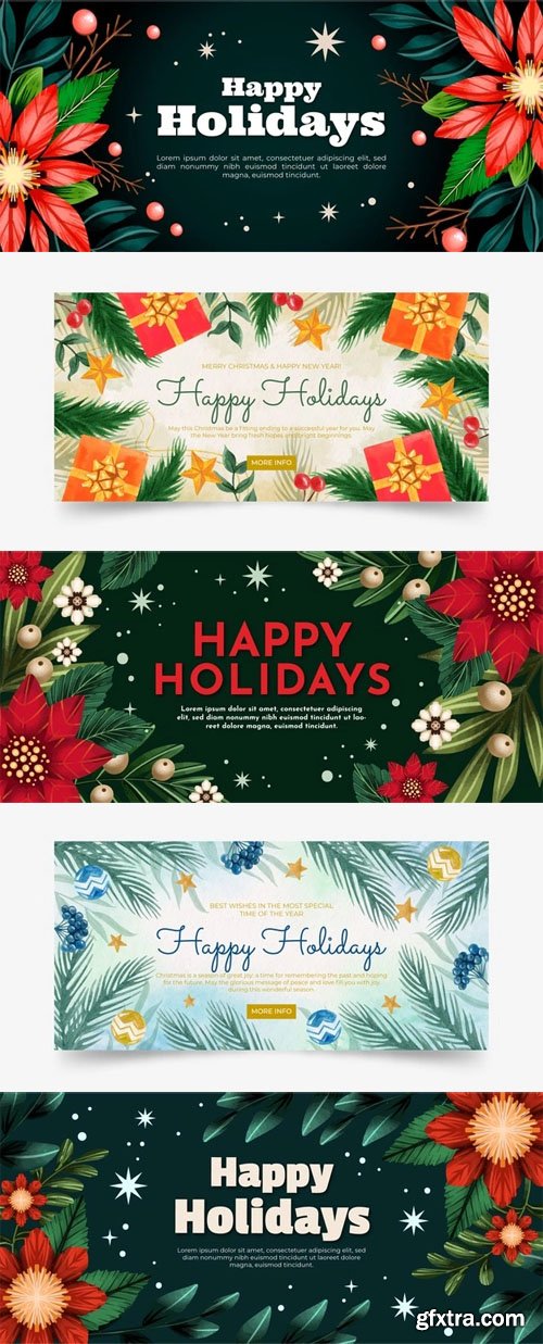 Happy Holidays Banners Collection 9 Vector Templates » GFxtra