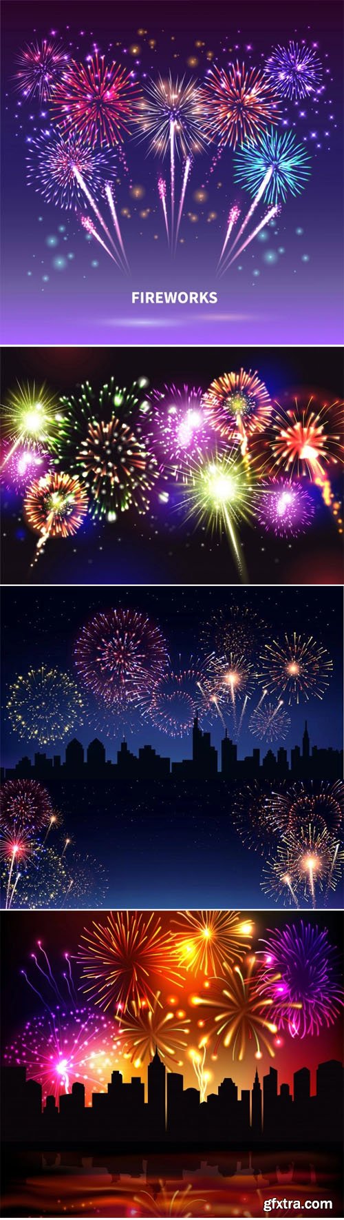 Realistic Festive Fireworks Collection - 9 Vector Templates