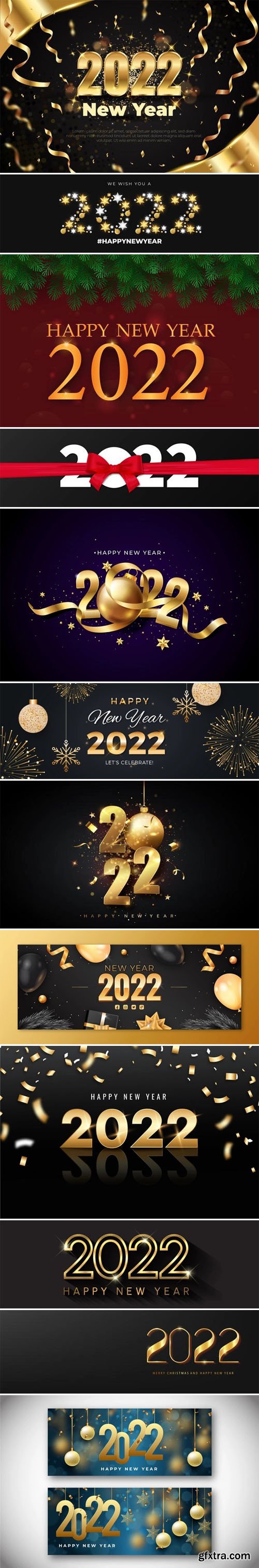 Happy New Year 2022 Banners & Backgrounds Collection Vol.3 - 10+ Vector Templates