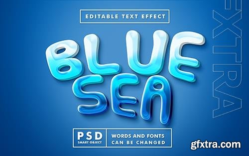 Blue sea psd text effect with smart object psd