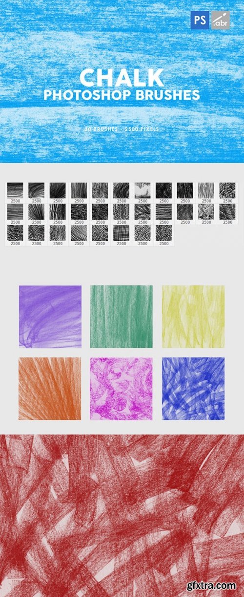 30 Chalk Texture Photoshop Stamp Brushes Vol 1