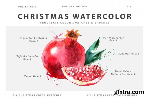 Christmas Watercolor Procreate Brush 5556069