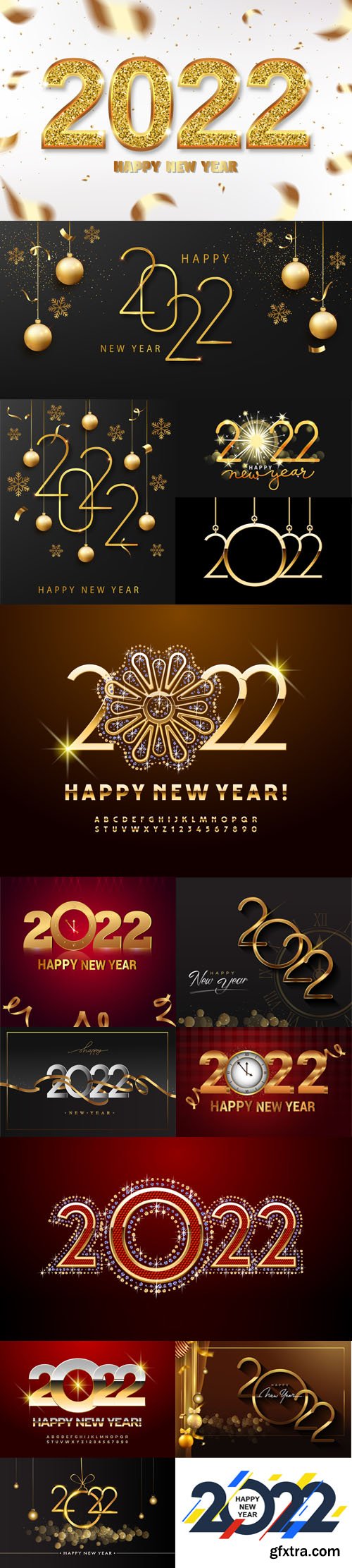 Happy New Year 2022 Backgrounds Collection Vol.5 - 10+ Vector Templates