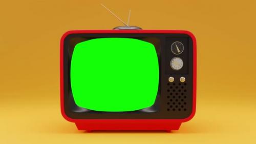 Videohive - Vintage Tv Turn On And Off With Bad Signal Noise Glitch And Green Screen 4k - 33471723 - 33471723