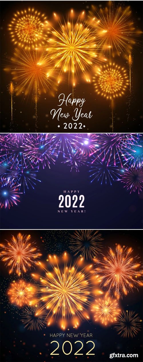Realistic Festive Fireworks for New Year 2022 Vol.3 - 7 Vector Templates