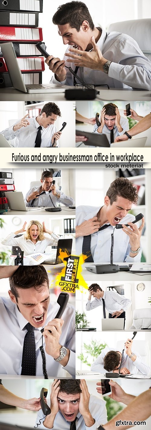 Furious and angry businessman office in workplace