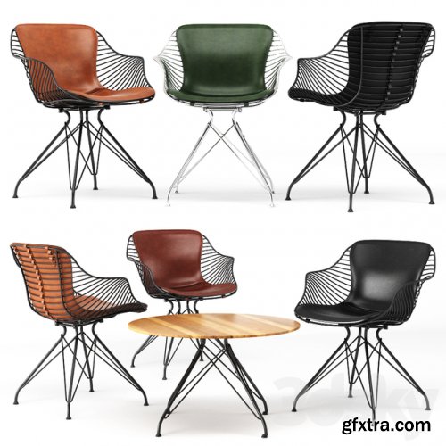 Wire Dinning Chair, Wire Coffee Table