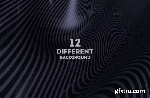 3D Abstract Wavy Lines Black Backgrounds 12xJPG