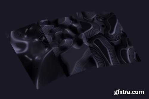 3D Abstract Wavy Lines Black Backgrounds 12xJPG