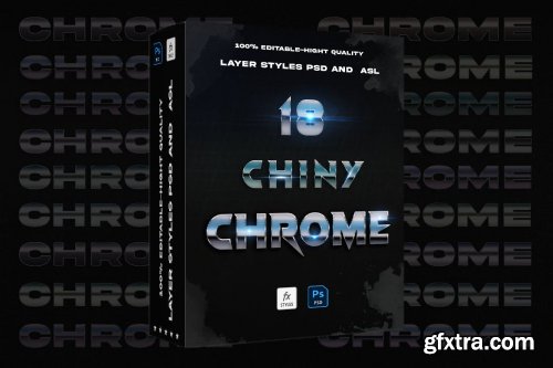 18 chiny Chrome layer Styles Photoshop Action