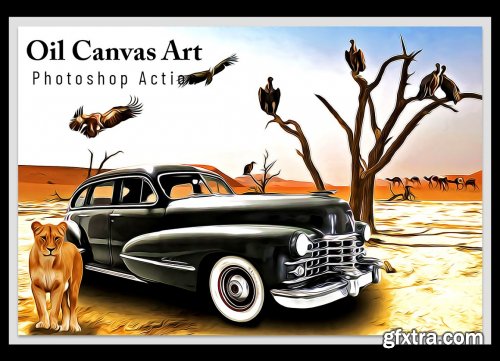 CreativeMarket - Oil Canvas Art Photoshop Action 6802764