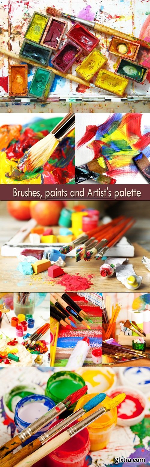 Brushes, paints and Artist\'s palette