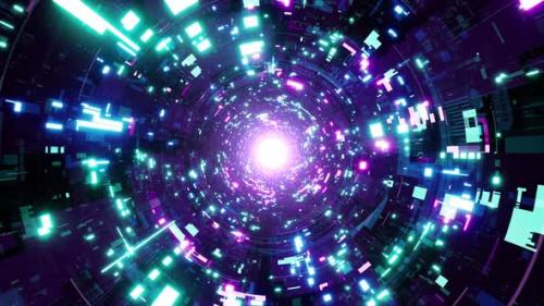 Videohive - Glittering Neon DJ Loop Sci Fi Tunnel - 35286947 - 35286947