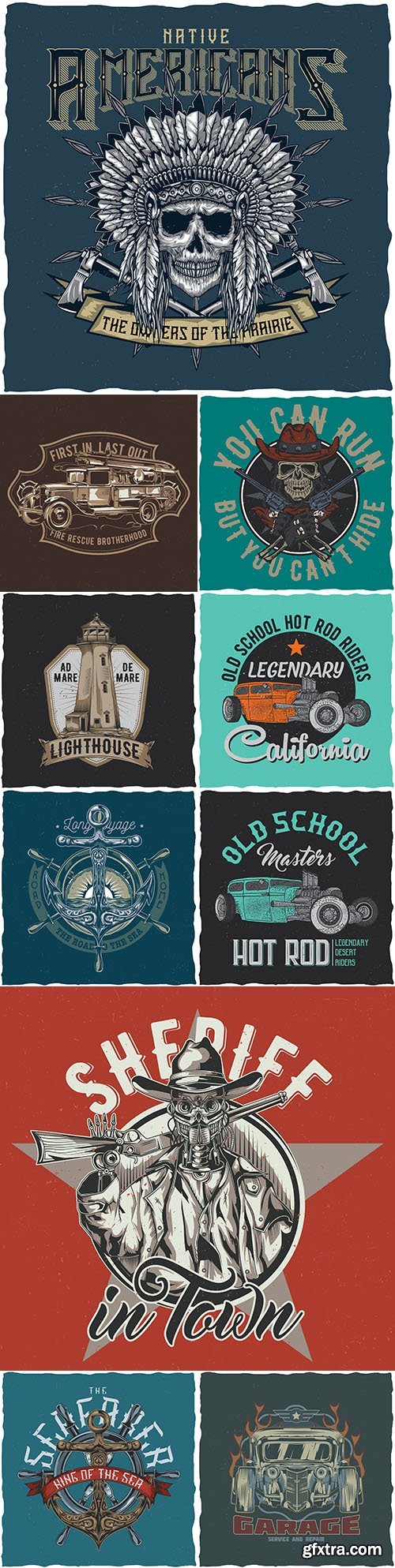 American old things emblem with text vintage illustration