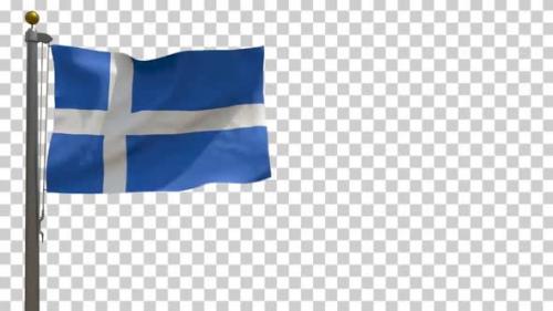 Videohive - Shetland City Flag (UK) on Flagpole with Alpha Channel - 4K - 35369818 - 35369818