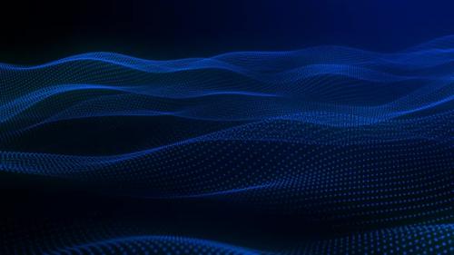 Videohive - Blue Color Particle Grid Line Wave Motion Animated Background - 35370424 - 35370424