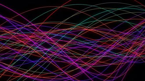 Videohive - Colorful Ribbon Line Wave Motion Animated On Black Background - 35370534 - 35370534