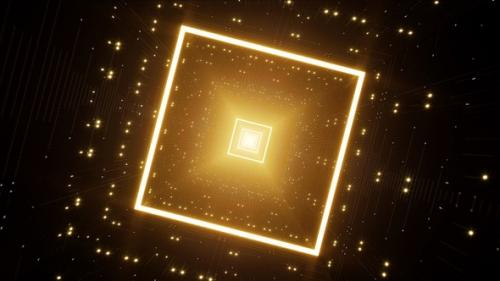 Videohive - Yellow Glittering Square Tunnel Rotating VJ Loop - 35299261 - 35299261