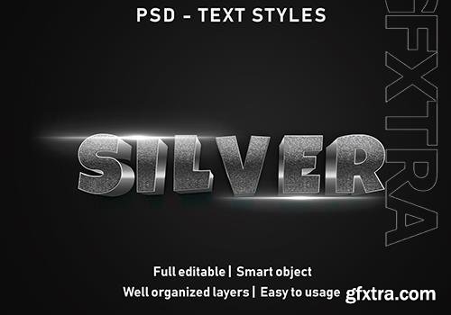 3d silver text effects style psd