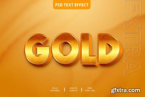 Gold 3d text effect style psd