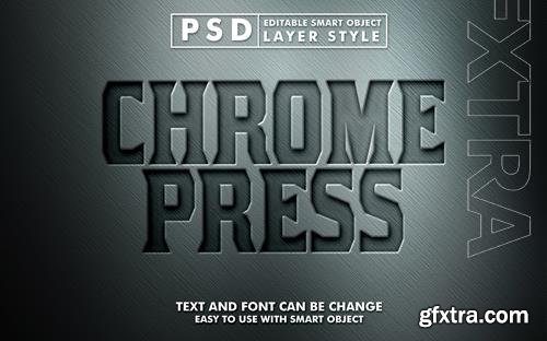 Chrome press text effect  smart object premium psd